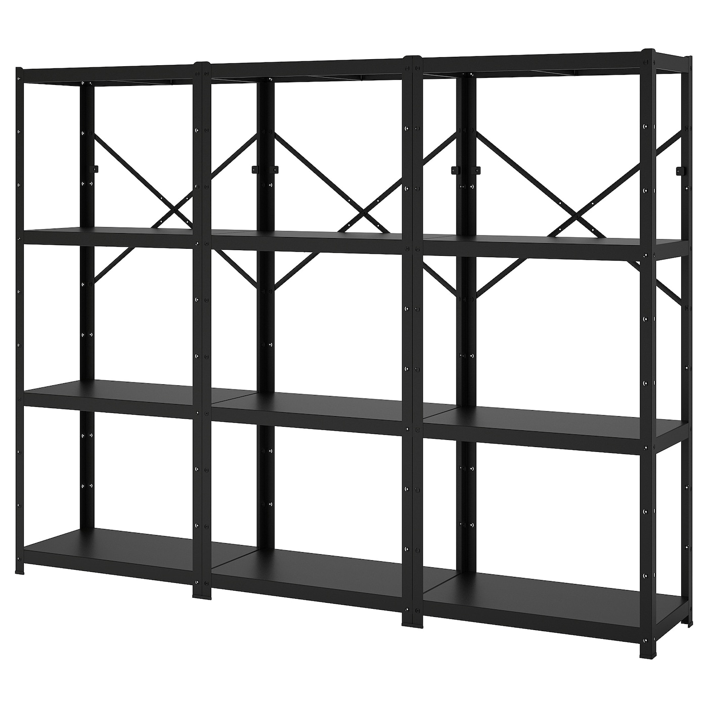IKEA BROR regał, czarny, 254x40x190 cm
