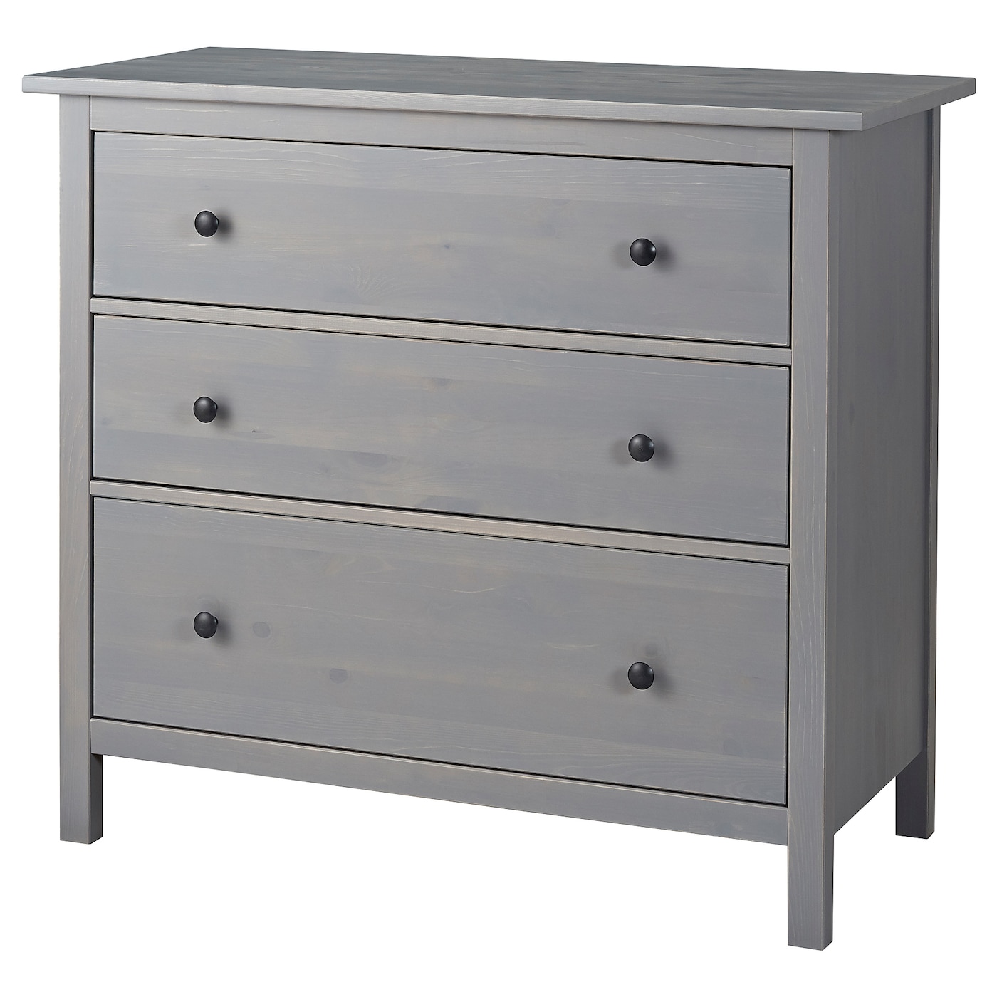 IKEA HEMNES komoda, 3 szuflady, szary bejcowane, 108x96 cm