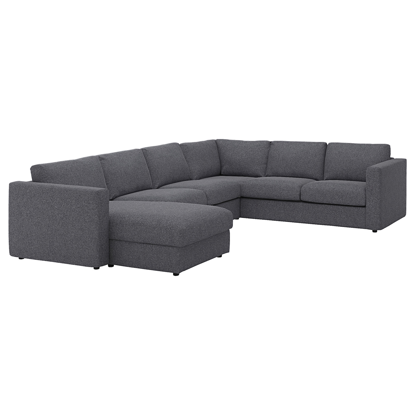 IKEA VIMLE sofa narożna 5-osobowa, z szezlongiem/Gunnared średnioszary, Wysokość z poduchami oparcia: 83 cm