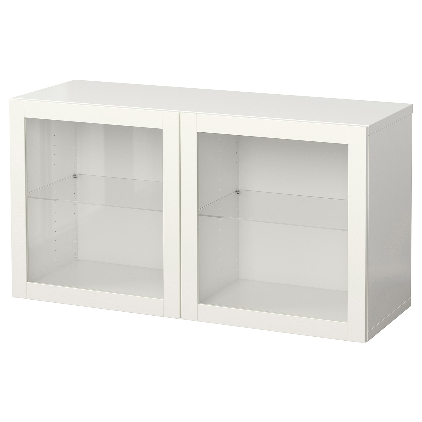 IKEA BESTÅ kombinacja szafek ściennych, biały/Sindvik szkło bezbarwne, 120x42x64 cm