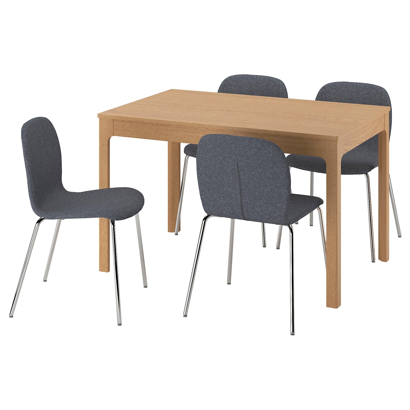IKEA EKEDALEN / KARLPETTER stół i 4 krzesła, dąb/Gunnared średni szary chrom, 120/180 cm