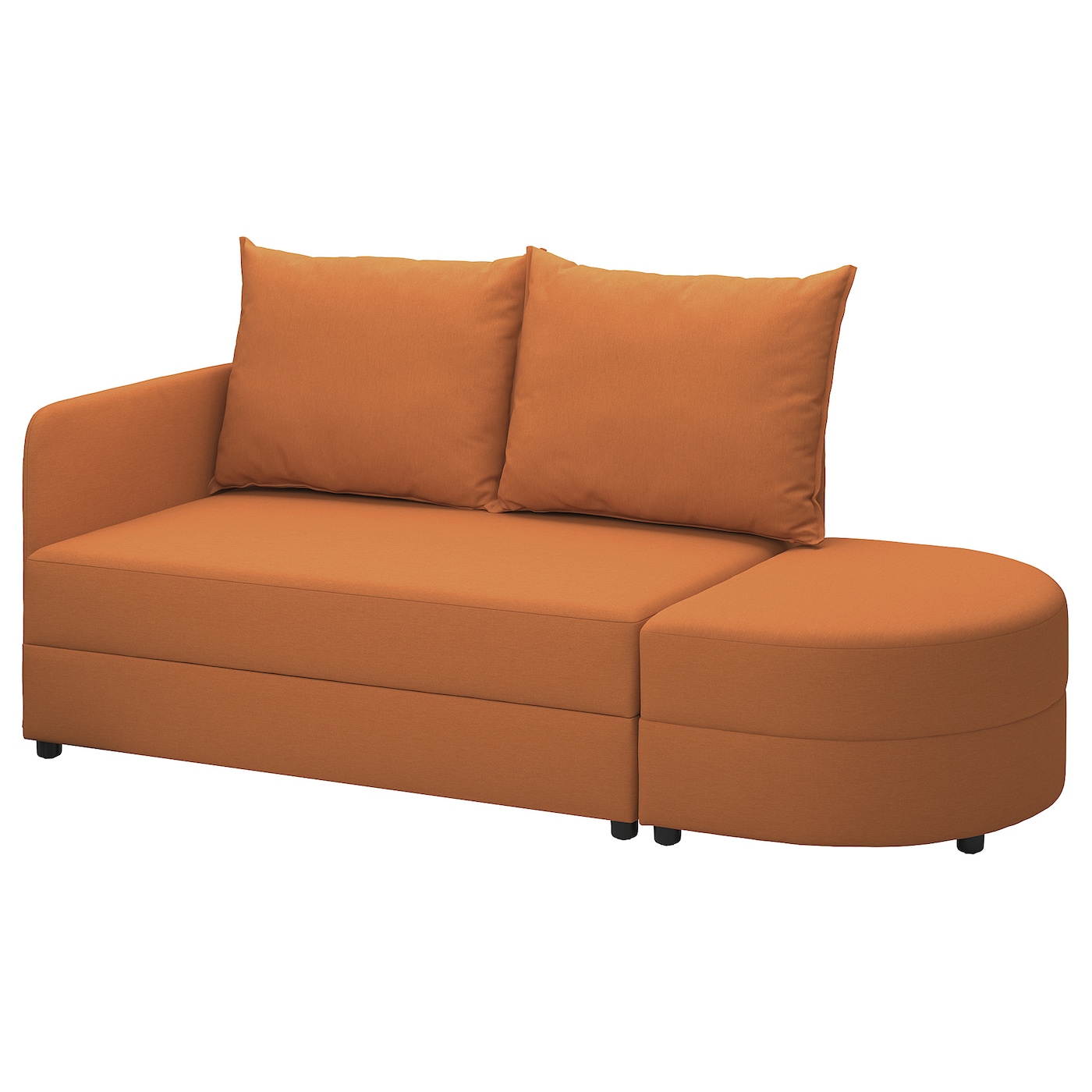 IKEA LINDÅKRA sofa 2-osobowa, rozkładana, Knisa jaskrawopomarańczowy, Wysokość podłokietnika: 67 cm