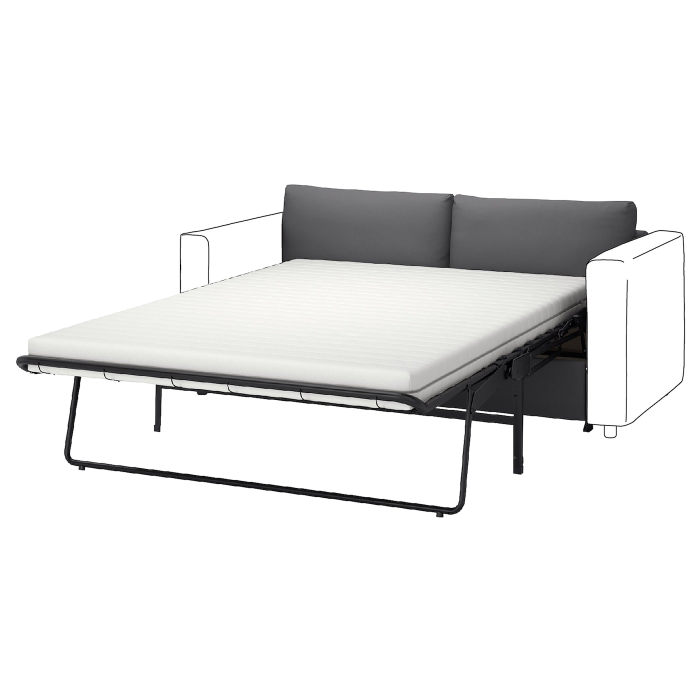 IKEA VIMLE sekcja 2-os sofa rozkładana, Hallarp szary, Wysokość łóżka: 53 cm