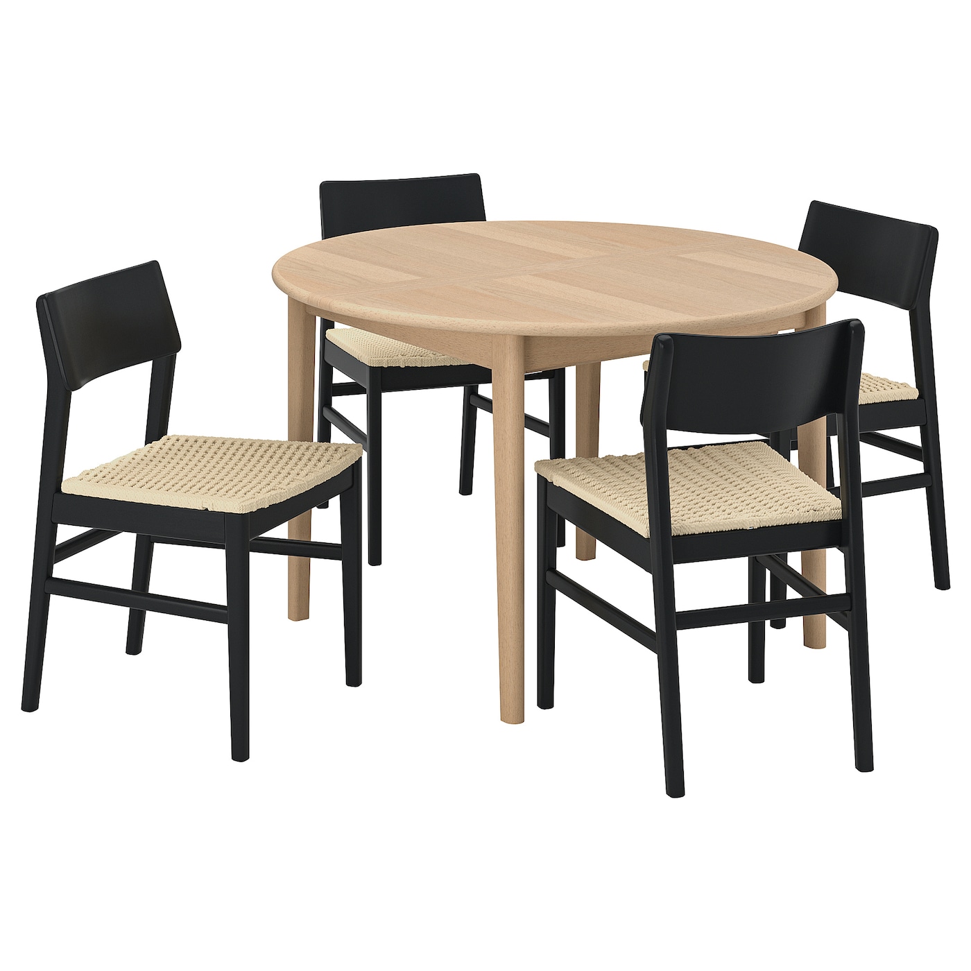 IKEA SKANSNÄS / SKANSNÄS stół i 4 krzesła, jasny buk fornir/czarny buk, 115/170 cm