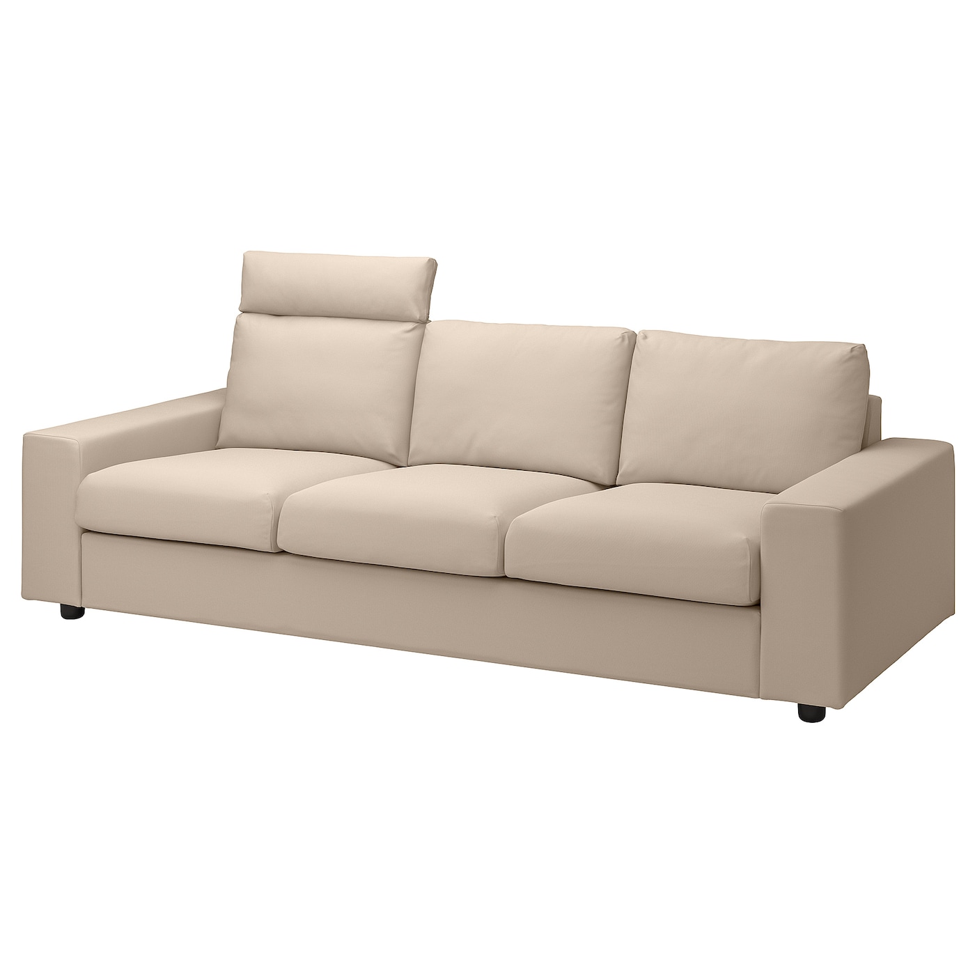 IKEA VIMLE sofa 3-osobowa, z zagłówkiem z szerokimi podłokietnikami/Hallarp beżowy, Wysokość z zagłówkiem: 103 cm