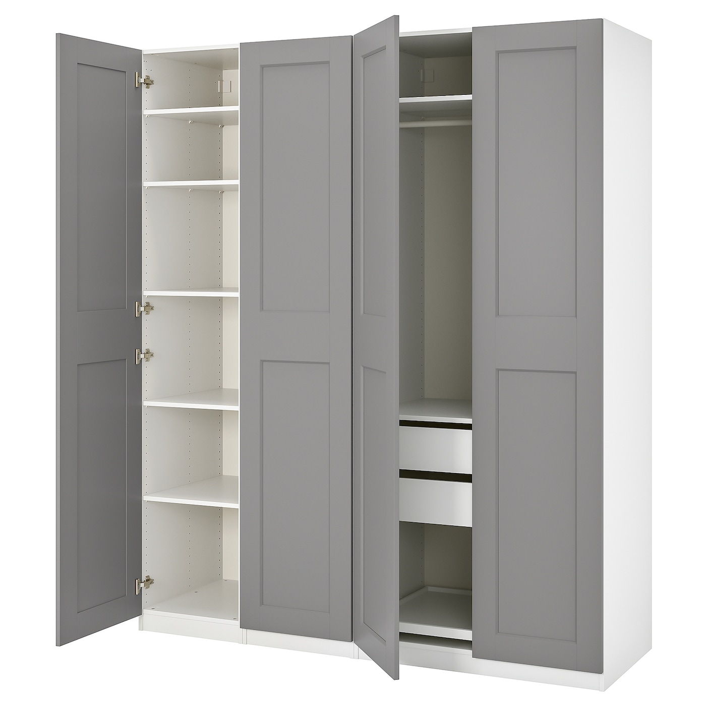 IKEA PAX / GRIMO kombinacja szafy, biały/szary, 200x60x236 cm