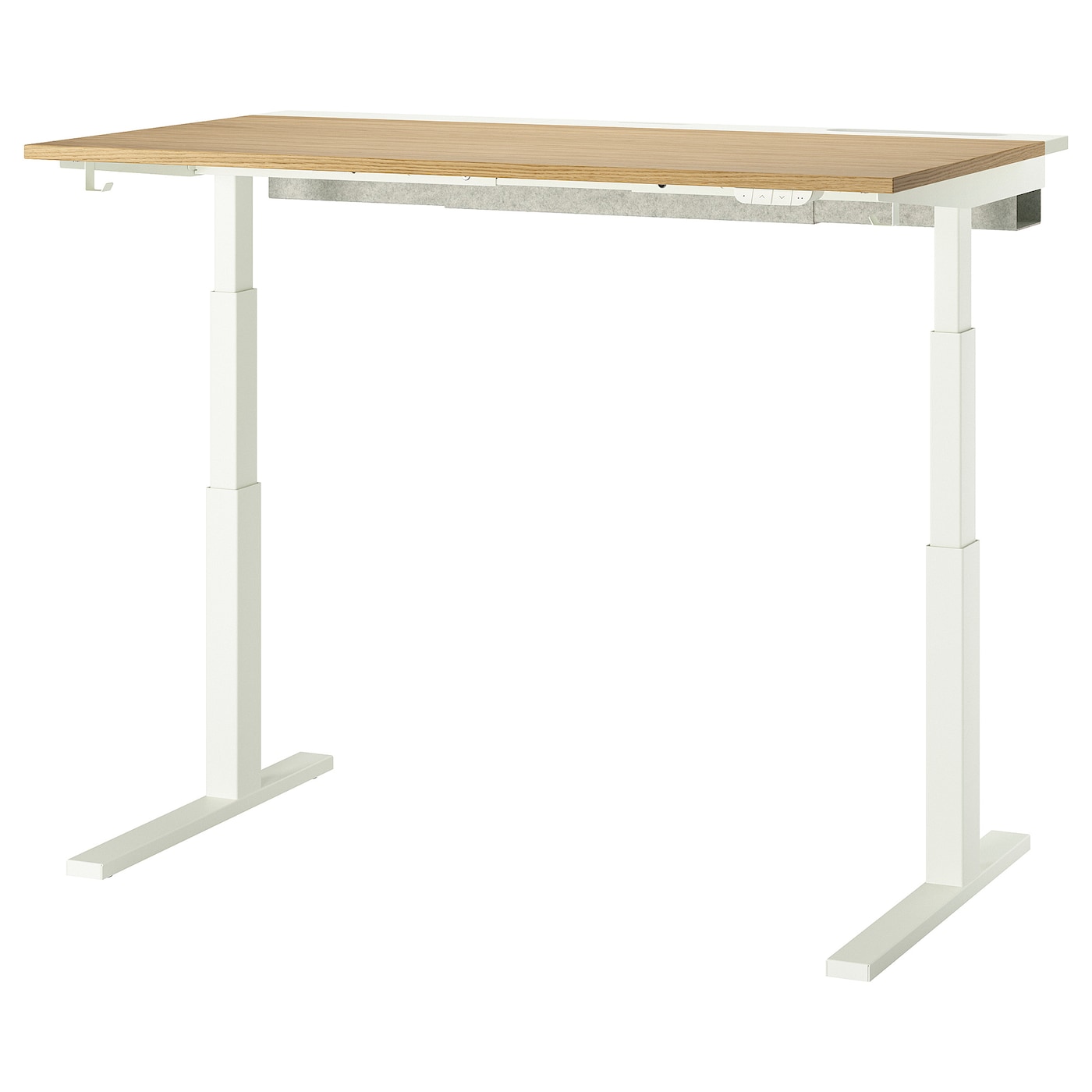 IKEA MITTZON biurko z regulacją wysokości, elektryczny okl dęb/biały, 140x80 cm