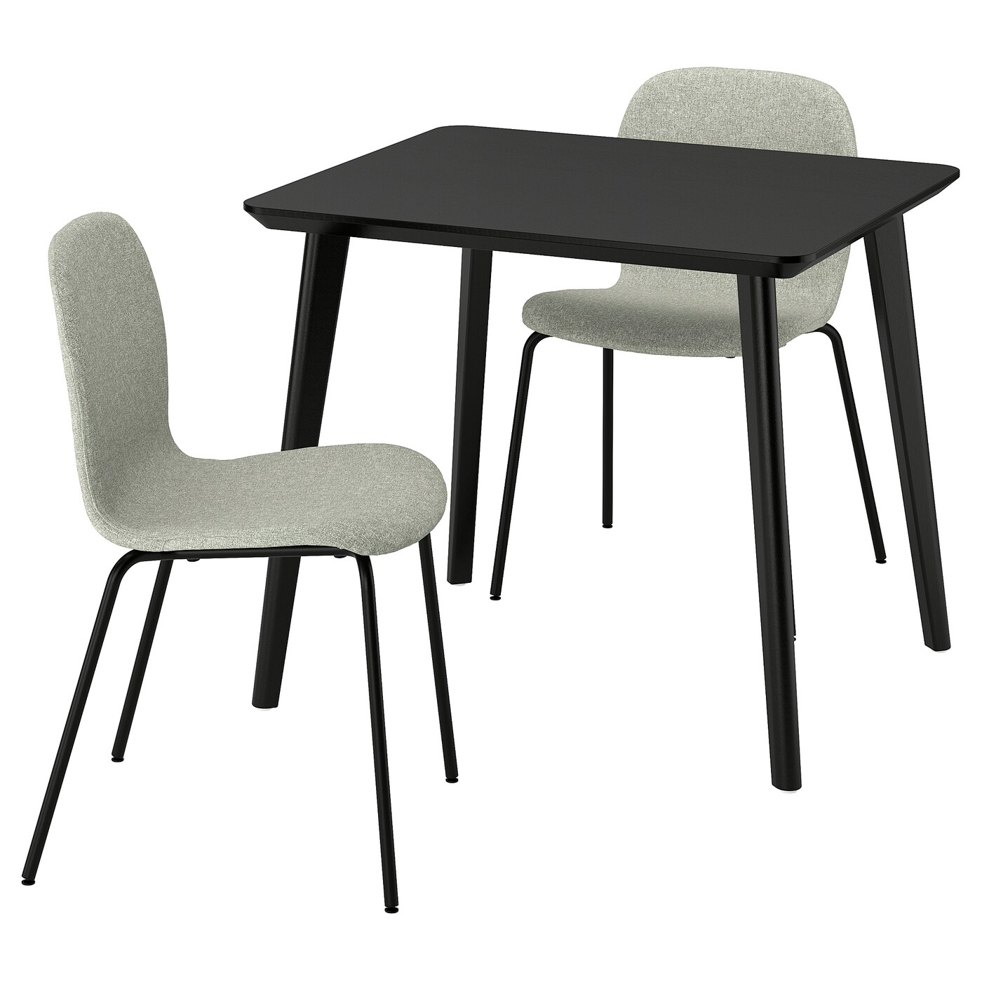 IKEA LISABO / KARLPETTER stół i 2 krzesła, czarny/Gunnared jasnozielony czarny, 88x78 cm