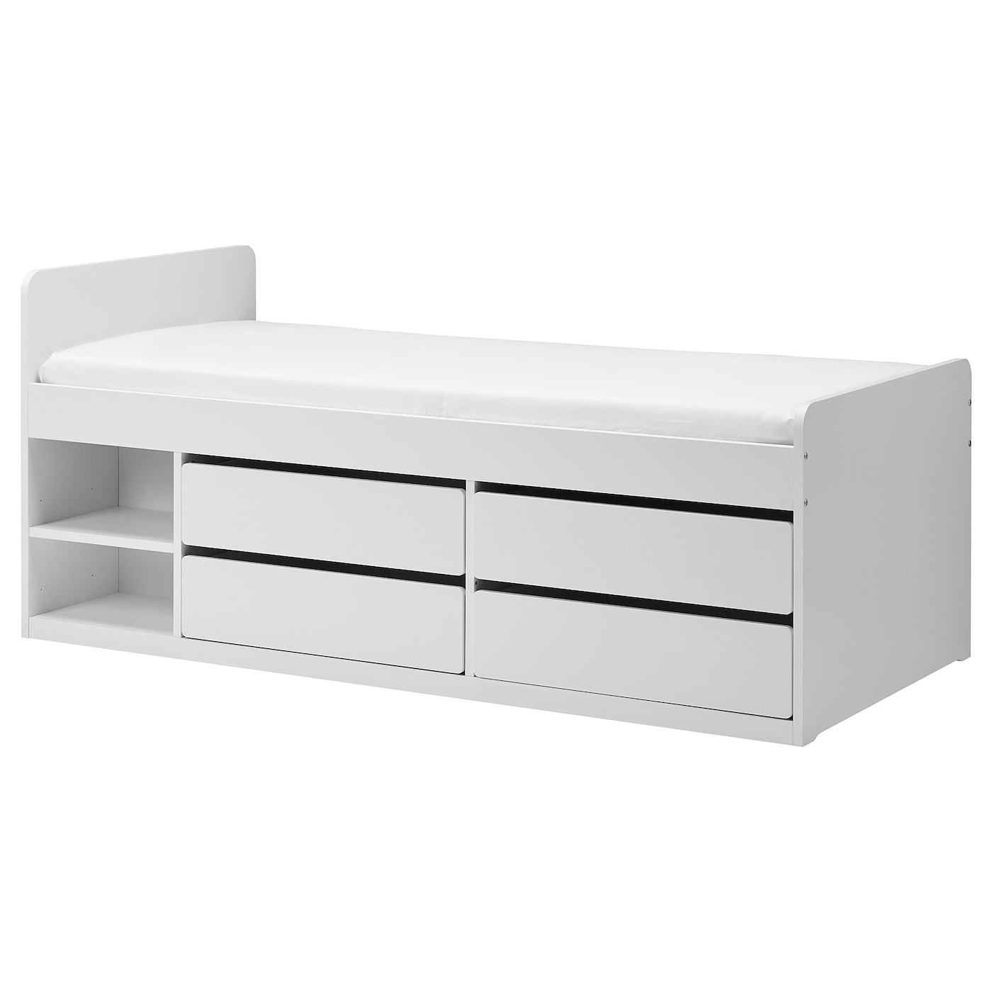 IKEA SLÄKT Rama łóżka z szufladami, biały, 90x200 cm