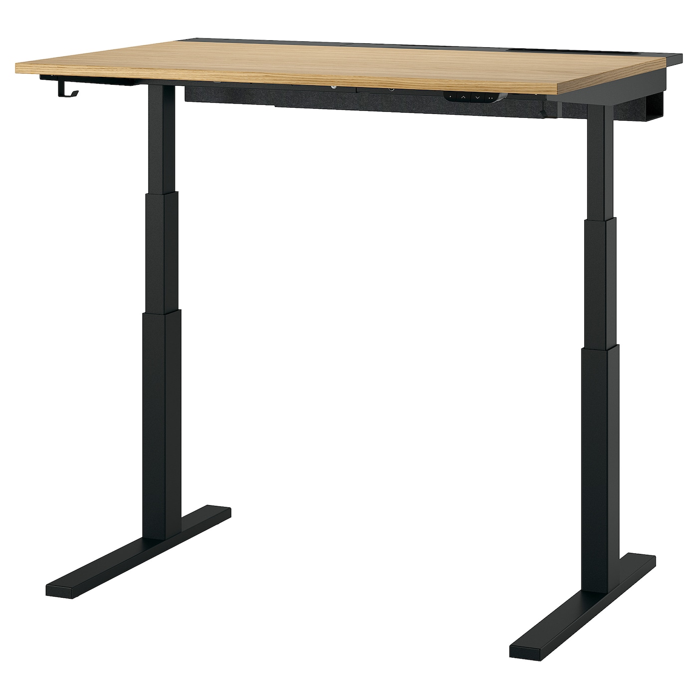 IKEA MITTZON biurko z regulacją wysokości, elektryczny okl dęb/czarny, 120x80 cm