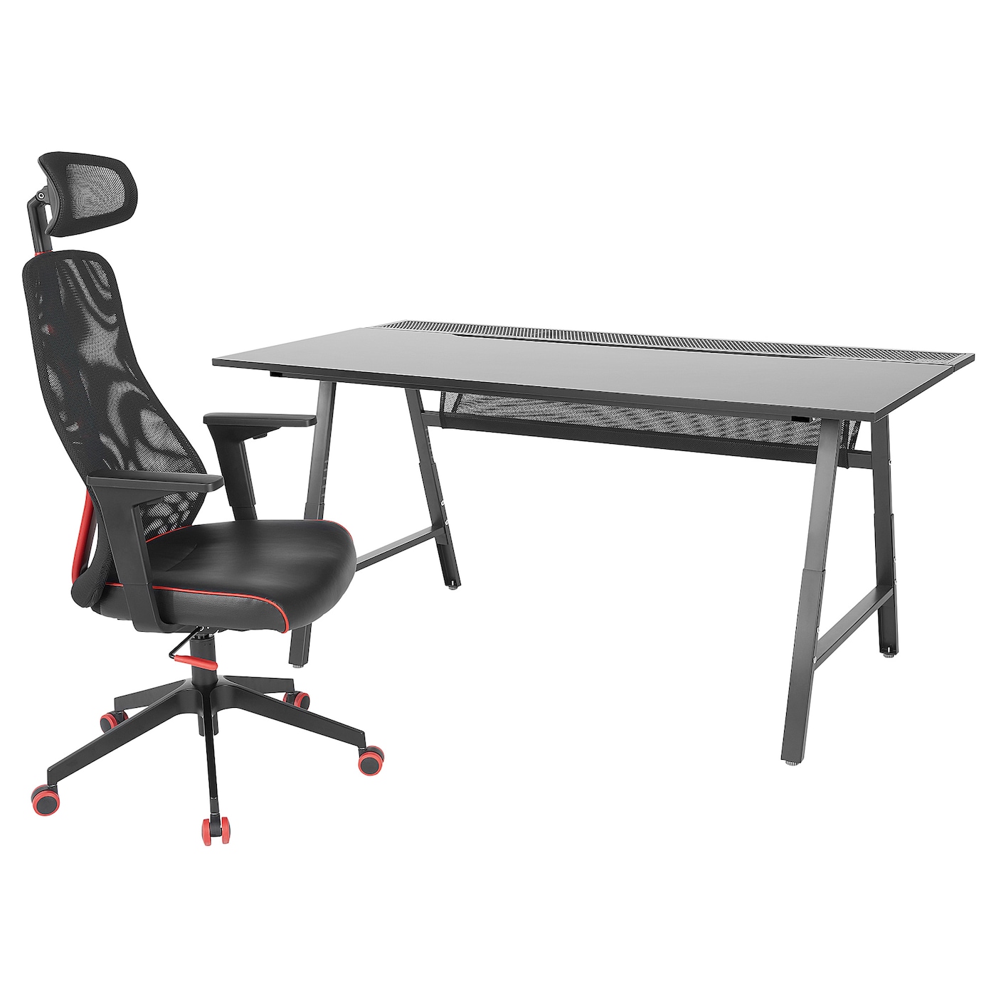 IKEA UTESPELARE / MATCHSPEL biurko gamingowe i krzesło, czarny, Maksymalna wysokość siedziska: 59 cm
