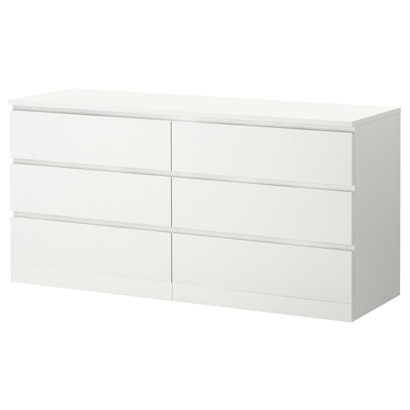 IKEA MALM komoda, 6 szuflad, biały, 160x78 cm