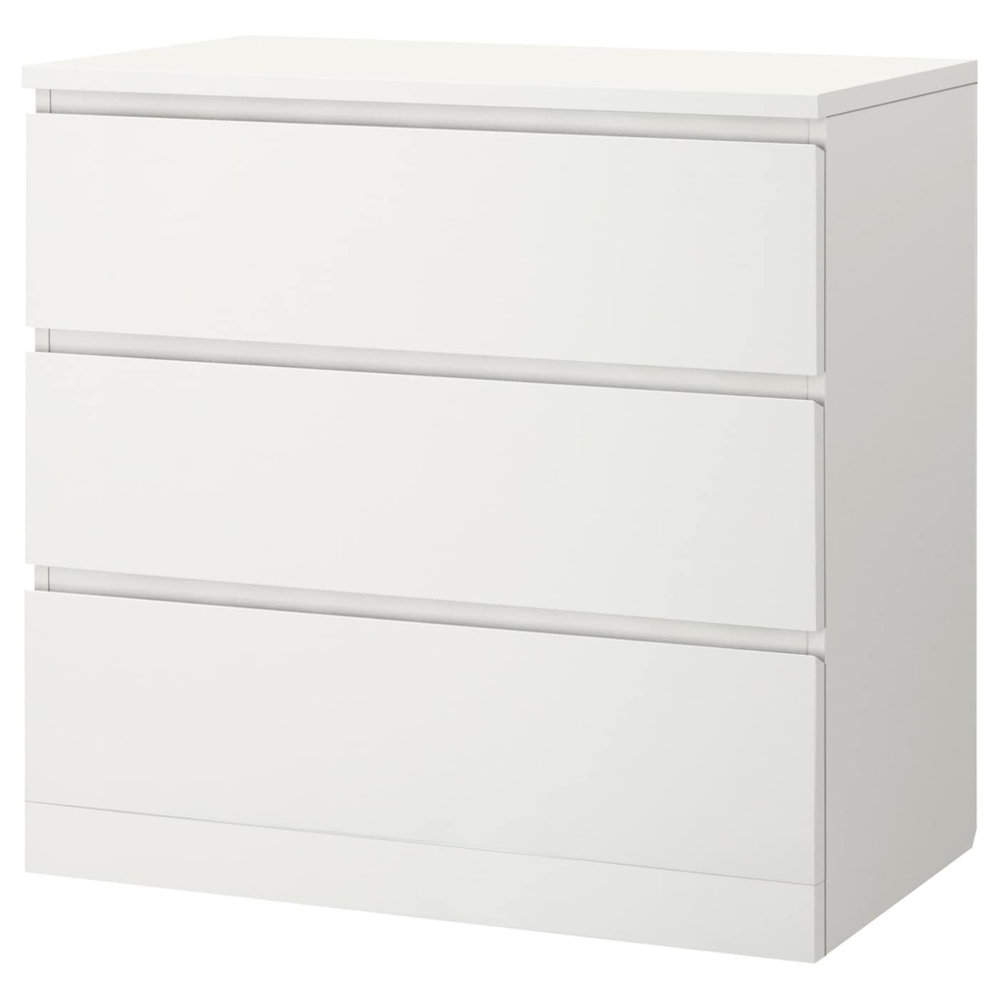 IKEA MALM komoda, 3 szuflady, biały, 80x78 cm
