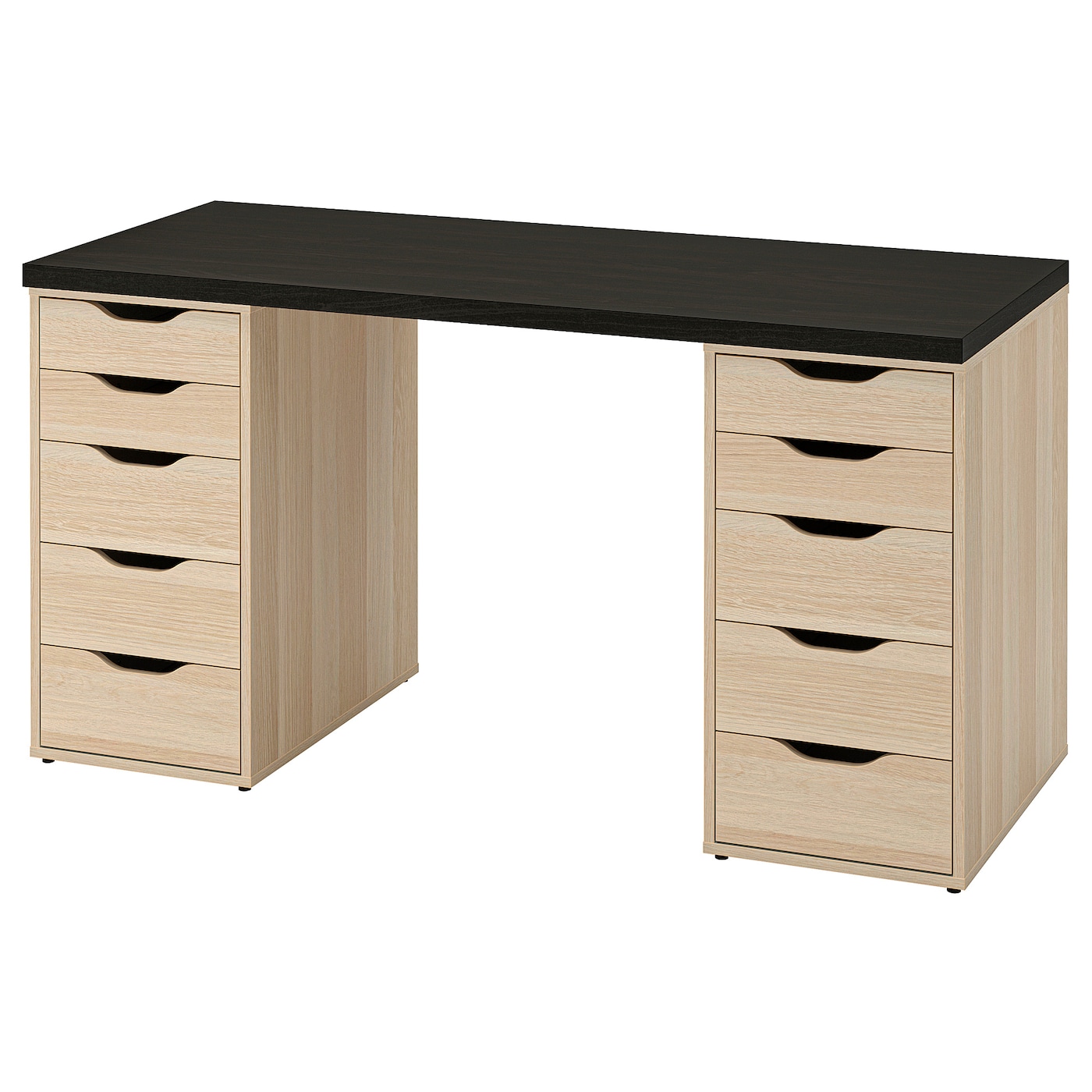 IKEA LAGKAPTEN / ALEX biurko, czarnybrąz/imitacja dębu bejcowanego na biało, 140x60 cm