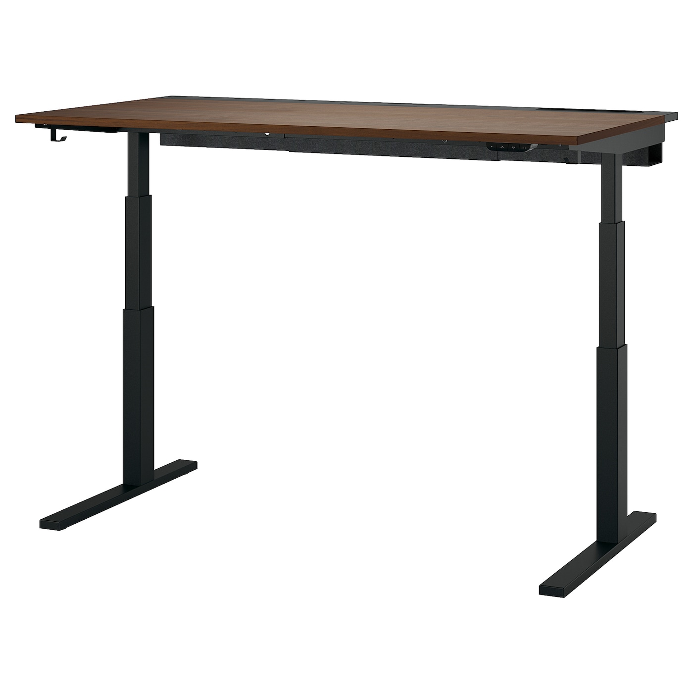 IKEA MITTZON biurko z regulacją wysokości, elektryczny okleina orzechowa/czarny, 160x80 cm
