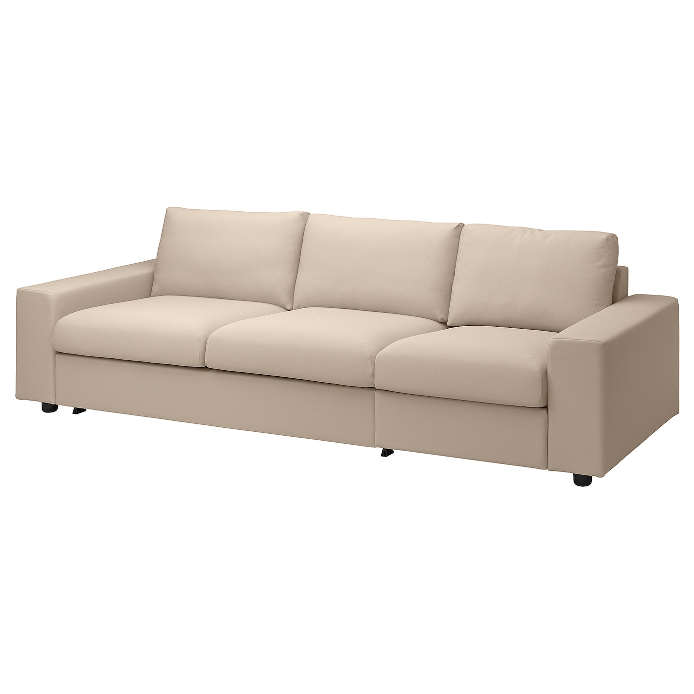 IKEA VIMLE sofa 3-osobowa, rozkładana, z szerokimi podłokietnikami/Hallarp beżowy, Wysokość łóżka: 53 cm