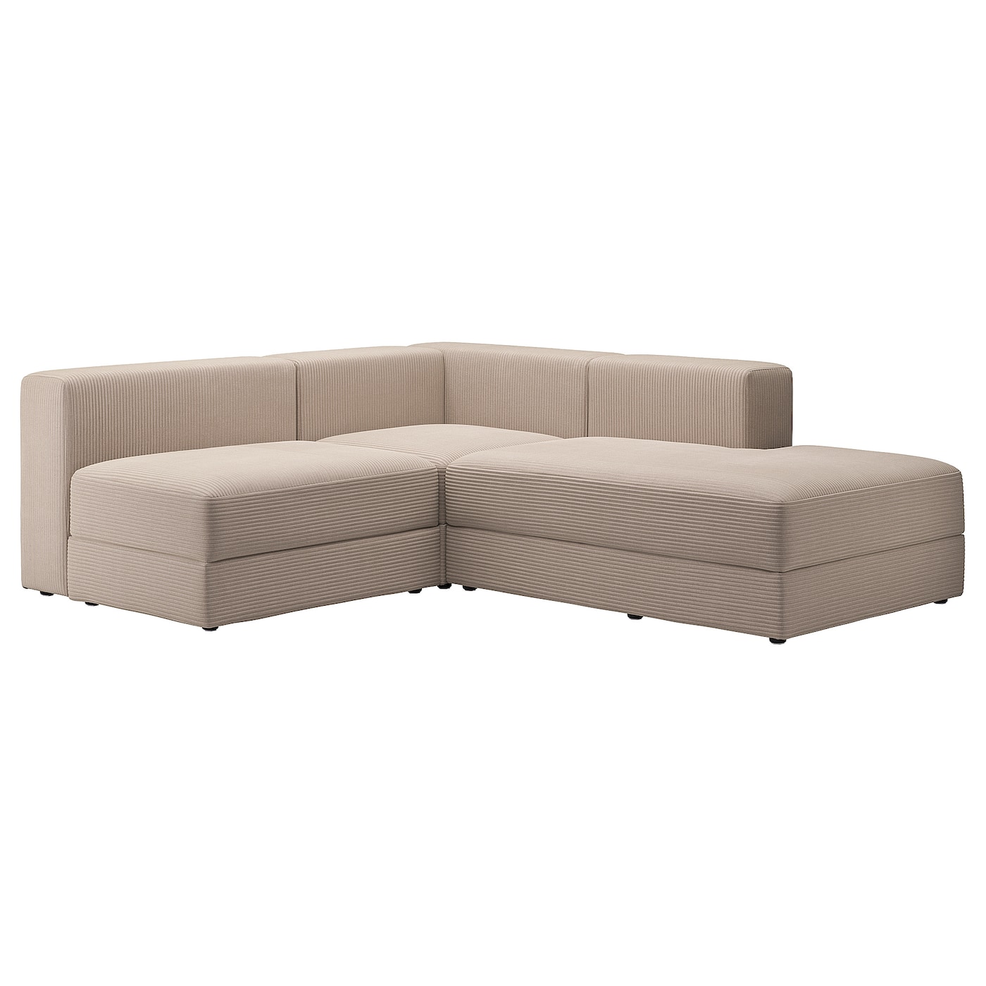 IKEA JÄTTEBO modułowa sofa naroż 2,5 os z szezl, prawy/Samsala szarobeżowy, Głębokość: 65 cm