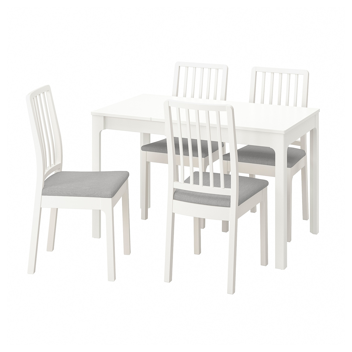 IKEA EKEDALEN / EKEDALEN stół i 4 krzesła, biały biały/Orrsta jasnoszary, 80/120 cm