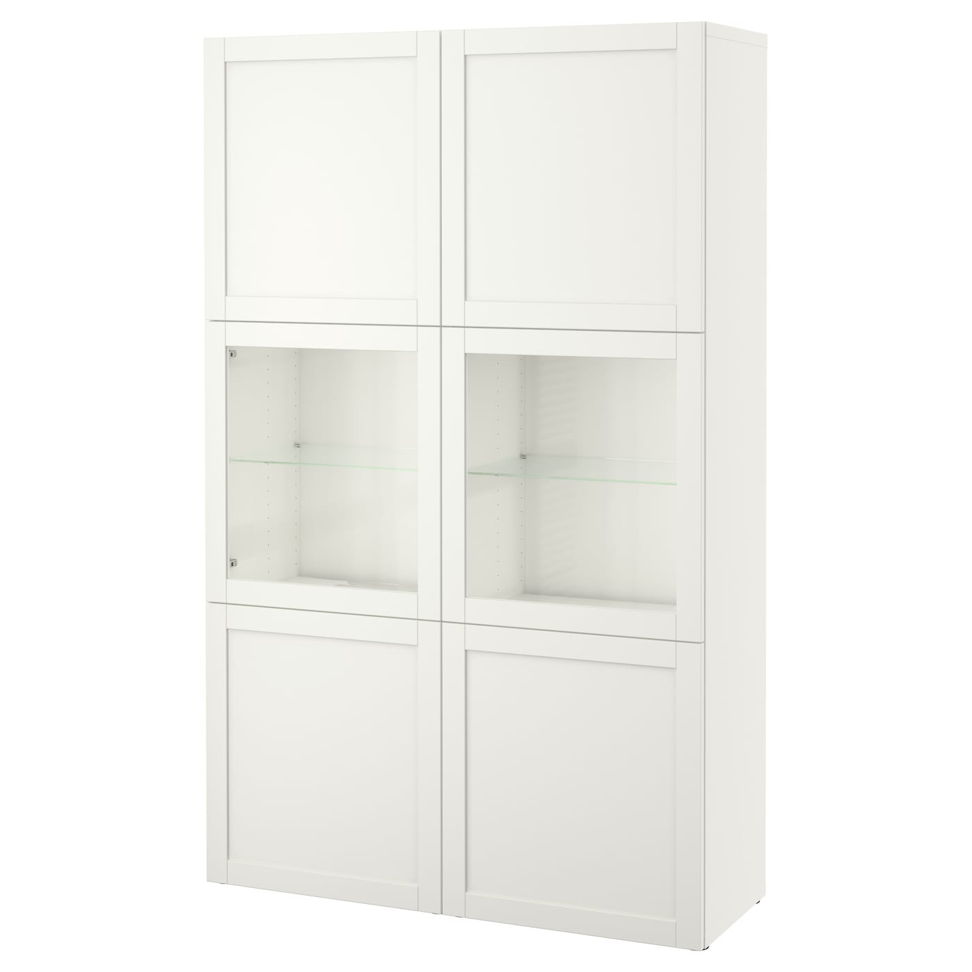 IKEA BESTÅ regał/szklane drzwi, biały Hanviken/Sindvik białe szkło przezroczyste, 120x42x193 cm