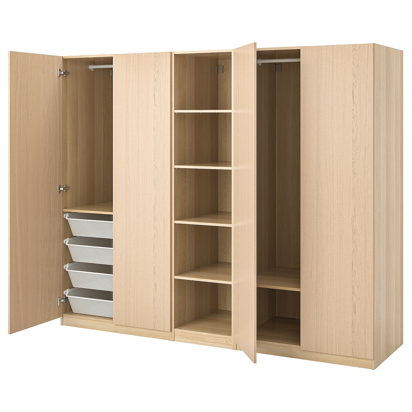 IKEA PAX / FORSAND szafa, imitacja dębu bejcowanego na biało/imitacja dębu bejcowanego na biało, 250x60x201 cm