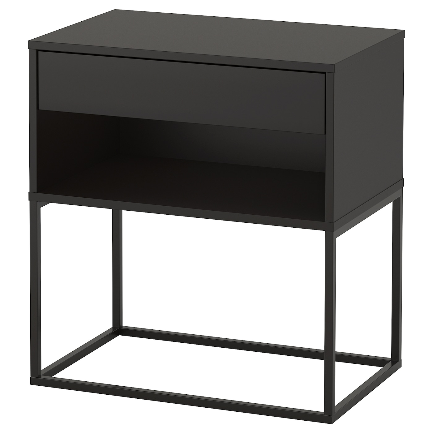 IKEA VIKHAMMER stolik nocny, czarny, 60x39 cm