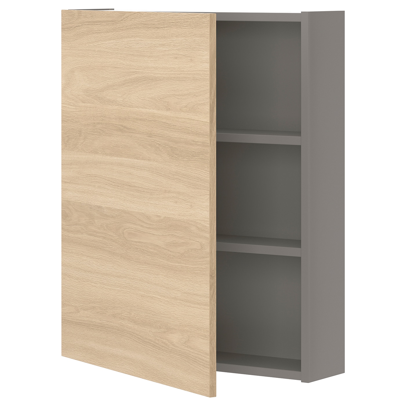 IKEA ENHET szafka wisząca 2półki/drzwi, szary/imit. dębu, 60x17x75 cm