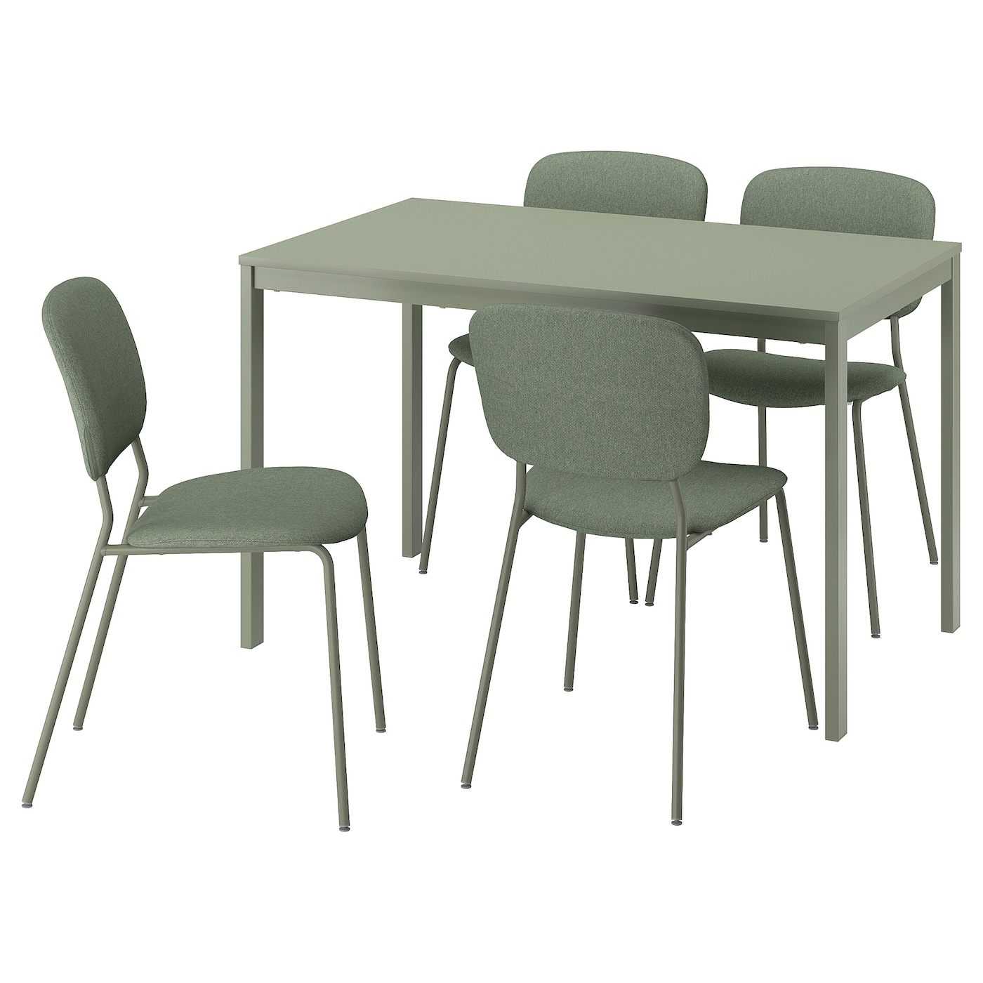 IKEA VIHALS / VIHALS stół i 4 krzesła, zielony/zielony Tibbleby szarozielony, 120/180x74 cm