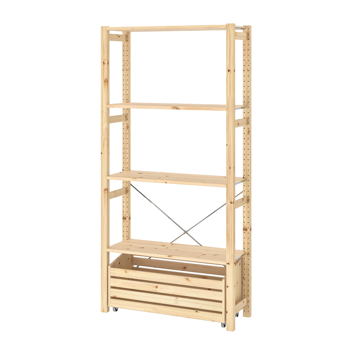 IKEA IVAR regał z pojemnikiem, sosna, 89x30x179 cm