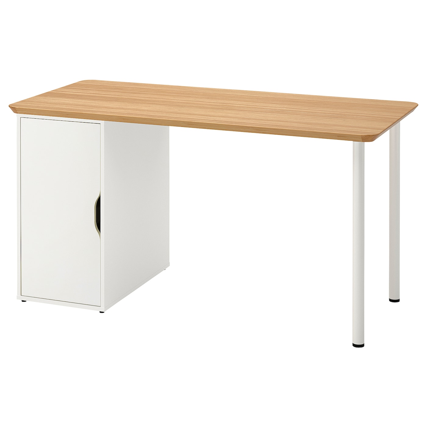 IKEA ANFALLARE / ALEX biurko, bambus/biały, 140x65 cm