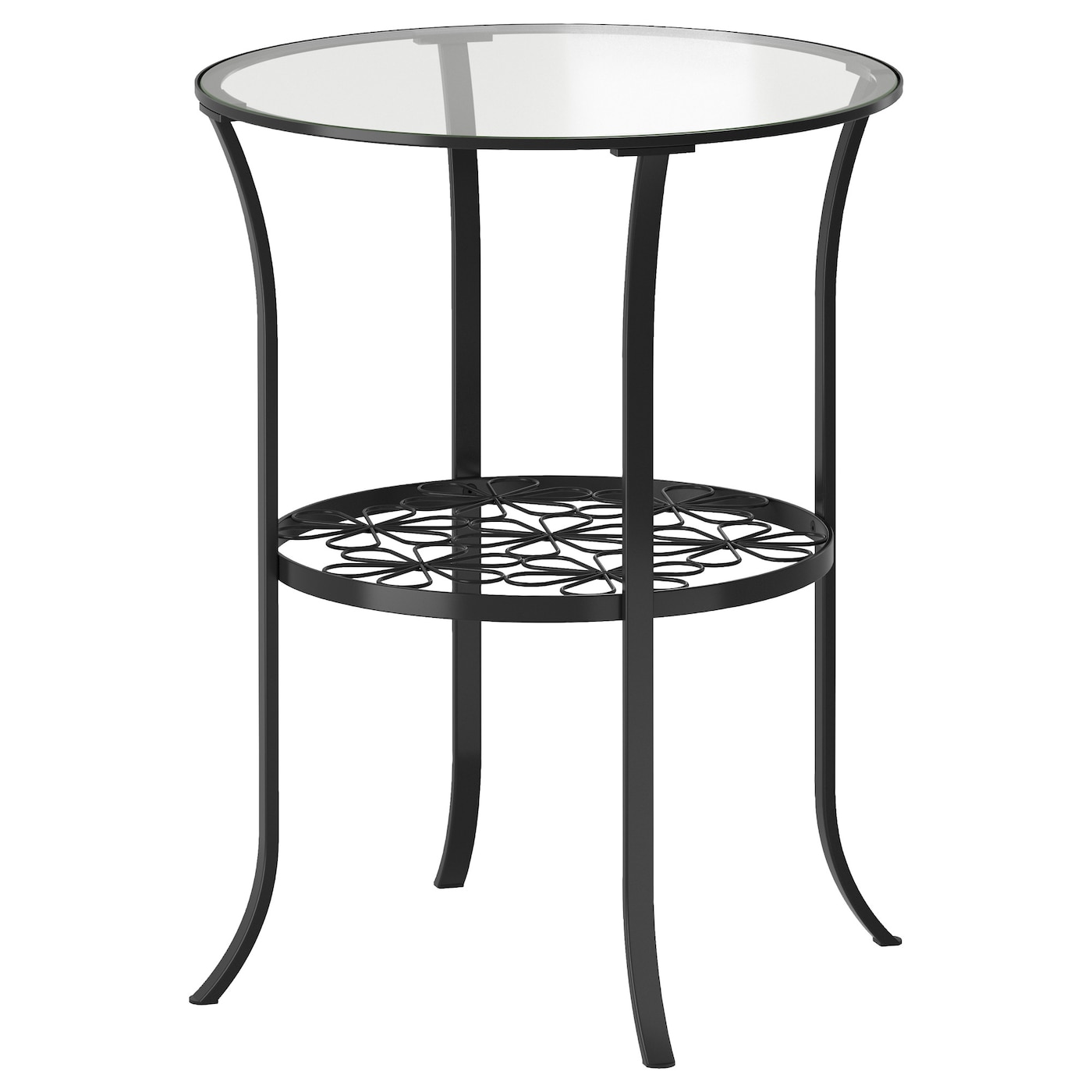 IKEA KLINGSBO stolik, czarny/szkło bezbarwne, 49x62 cm
