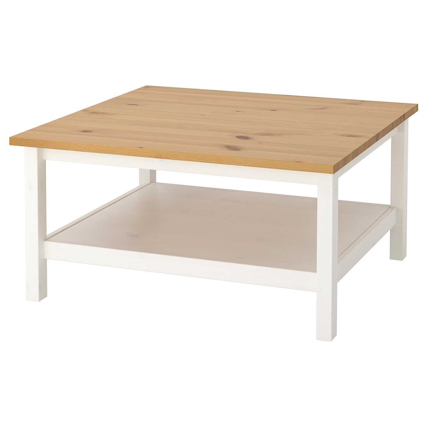 IKEA HEMNES stolik kawowy, biała bejca/jasnobrązowy, 90x90 cm