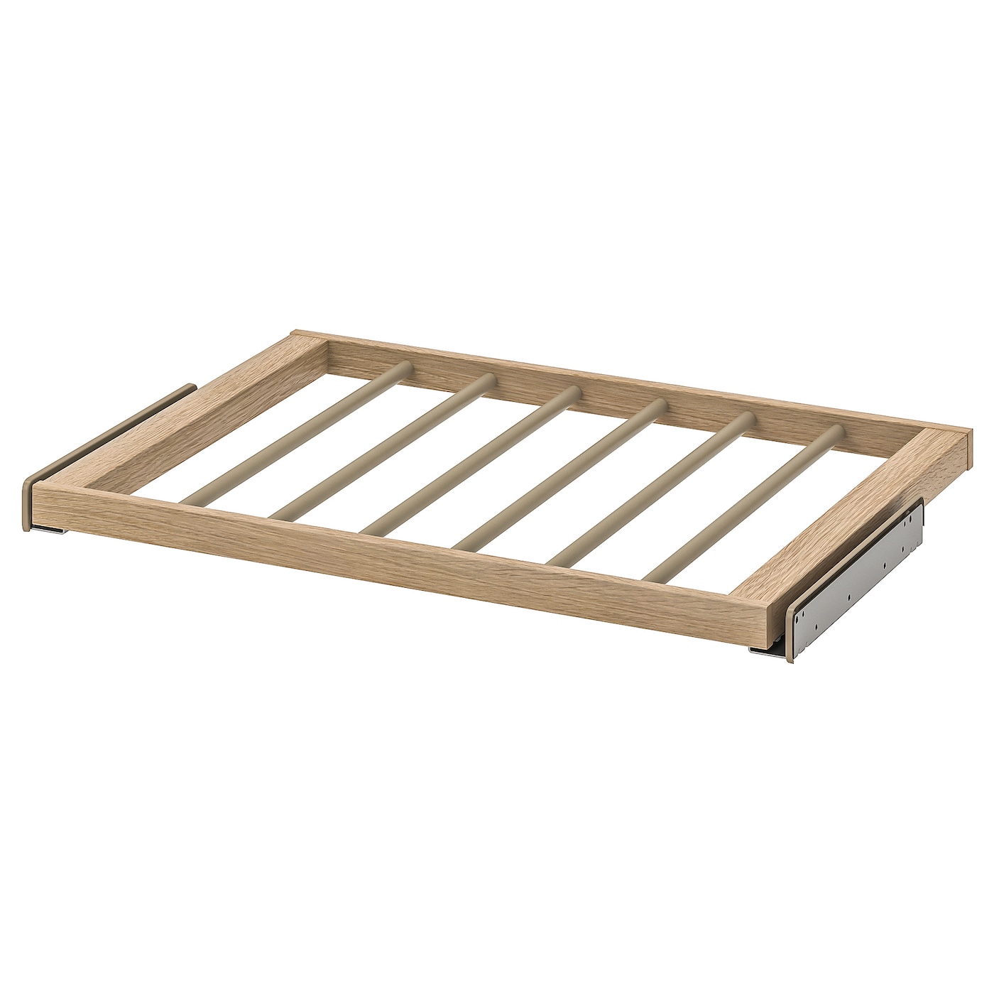 IKEA KOMPLEMENT wysuwany wieszak na spodnie, imitacja dębu bejcowanego na biało, 75x58 cm