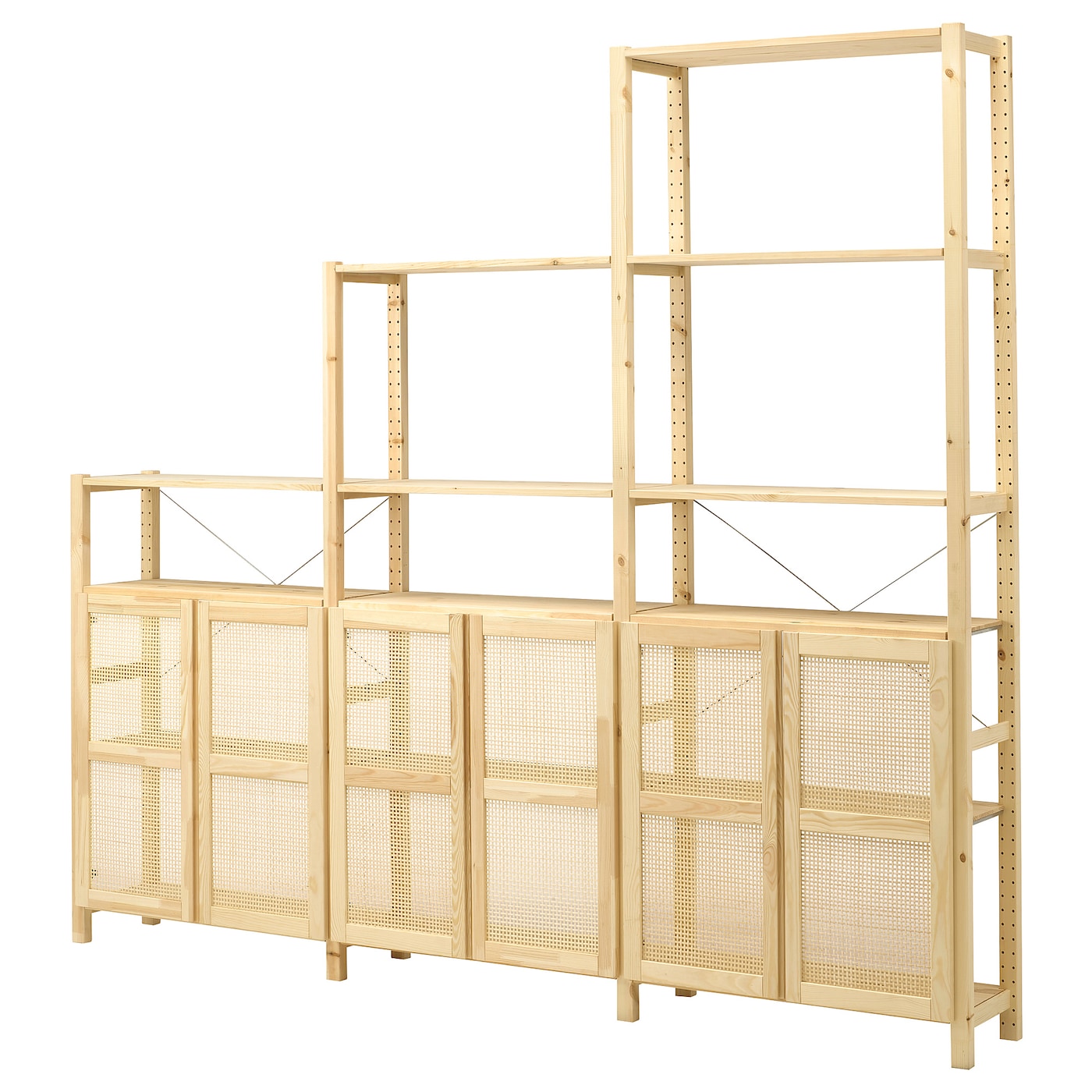 IKEA IVAR regał z drzwiami, sosna, 259x30x226 cm