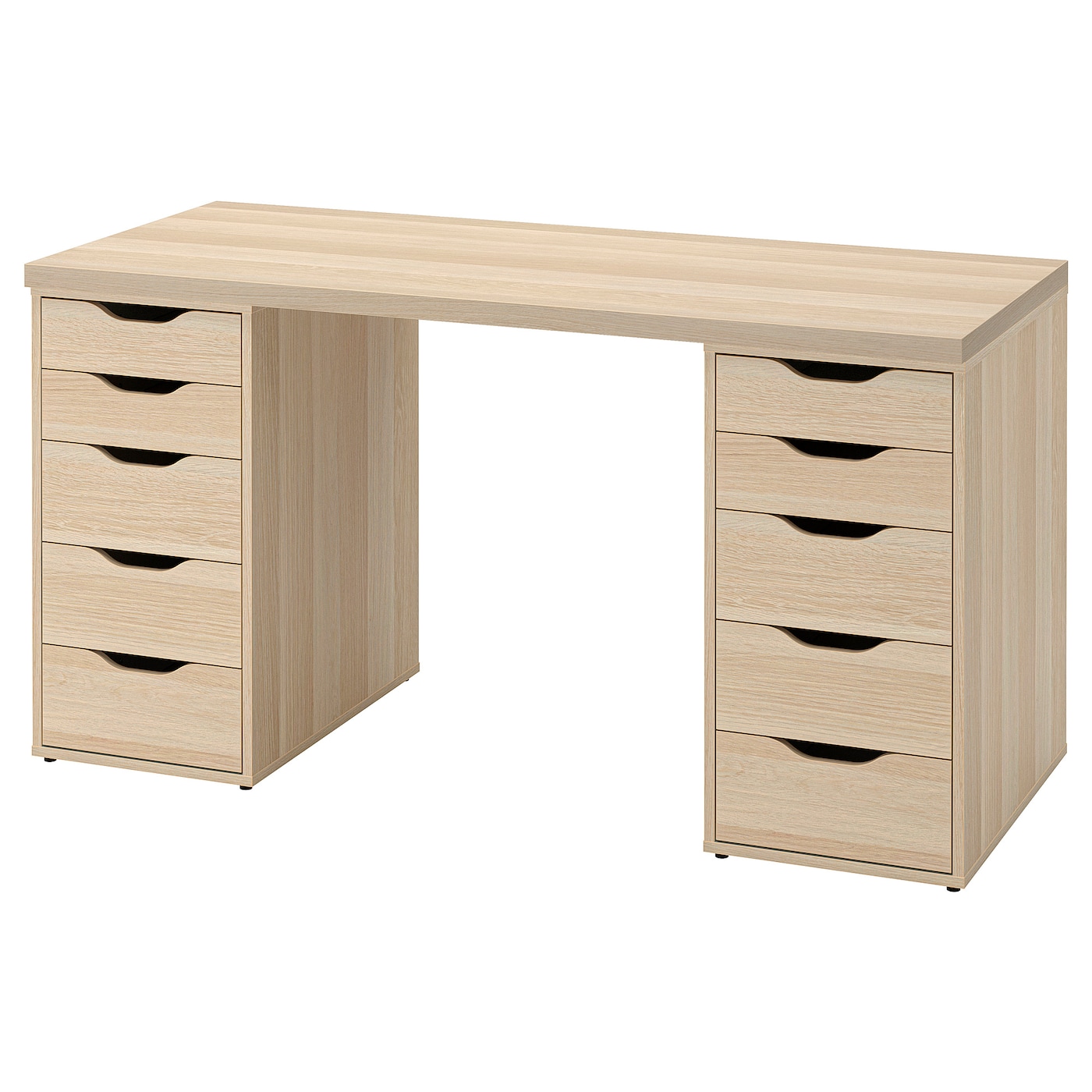 IKEA LAGKAPTEN / ALEX biurko, imitacja dębu bejcowanego na biało, 140x60 cm