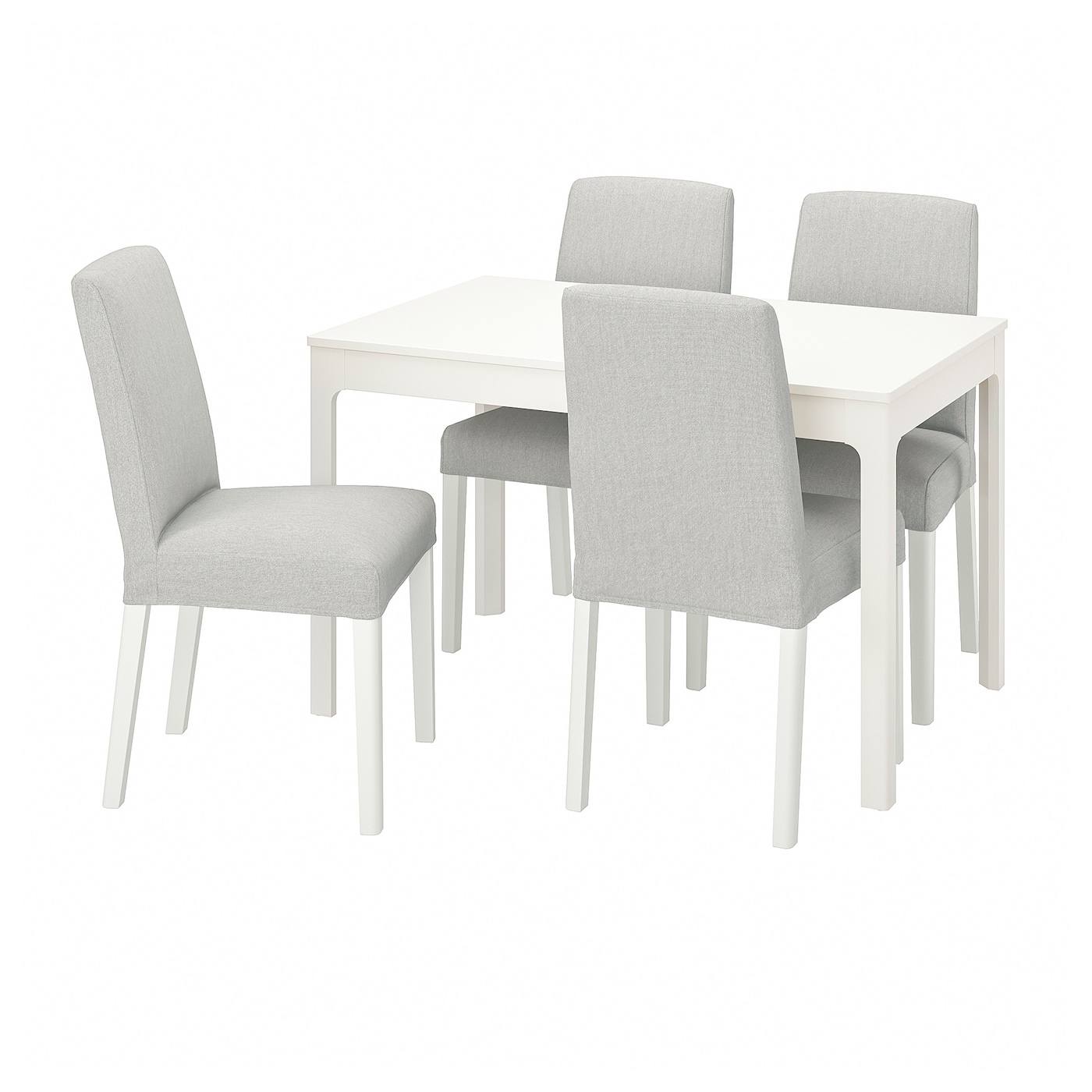IKEA EKEDALEN / BERGMUND stół i 4 krzesła, biały/Orrsta jasnoszary/biały, 120/180 cm