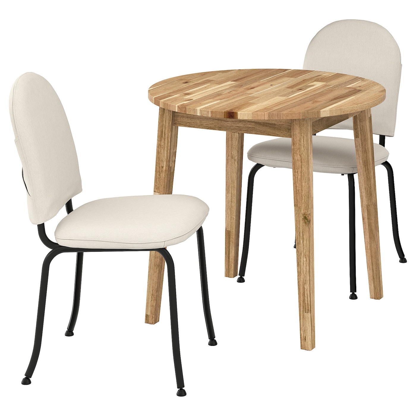 IKEA NACKANÄS / EBBALYCKE stół i 2 krzesła, akacja/Idekulla beżowy, 80 cm