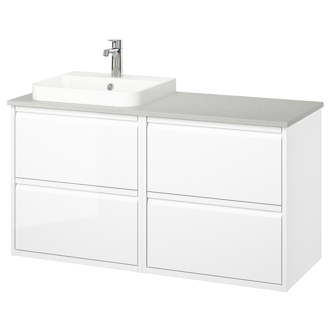 IKEA ÄNGSJÖN / BACKSJÖN szafka pod umyw/umywalka/bateria, połysk biały, 122x49x71 cm