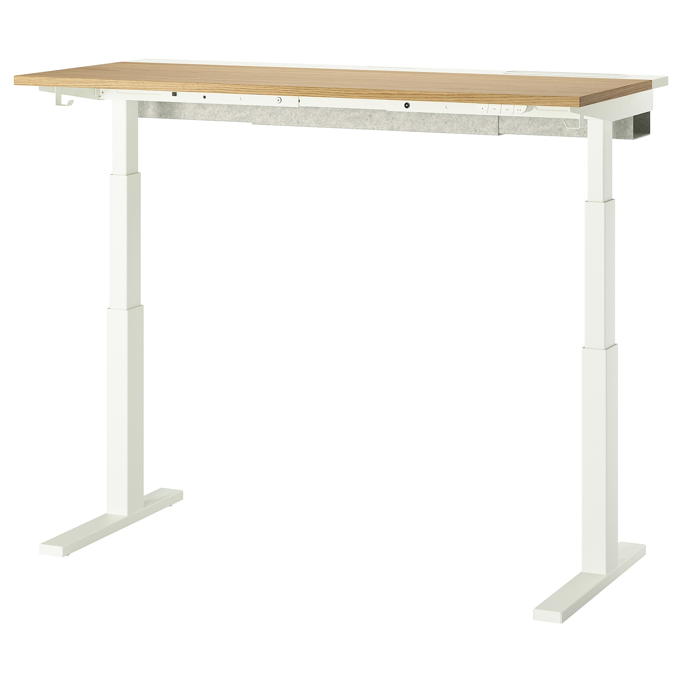 IKEA MITTZON biurko z regulacją wysokości, elektryczny okl dęb/biały, 140x60 cm