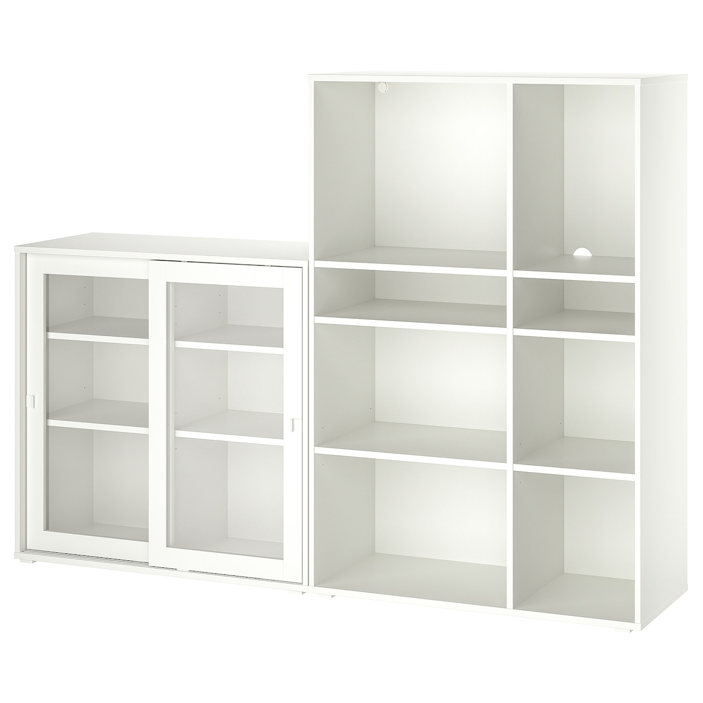 IKEA VIHALS regał/szklane drzwi, biały/szkło bezbarwne, 190x37x140 cm