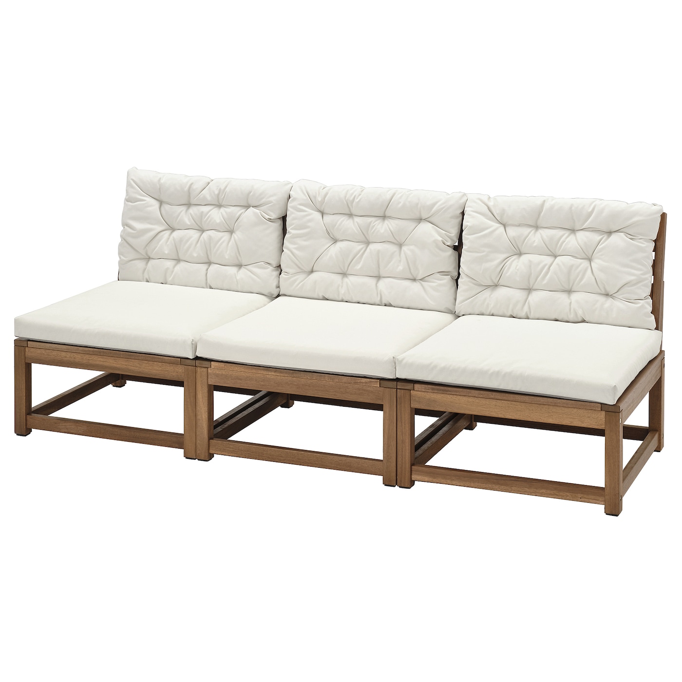 IKEA NÄMMARÖ 3-osobowa sofa modułowa, zewn, bejca jasnobrązowa/Kuddarna jasny szarobeżowy, Szerokość: 189 cm