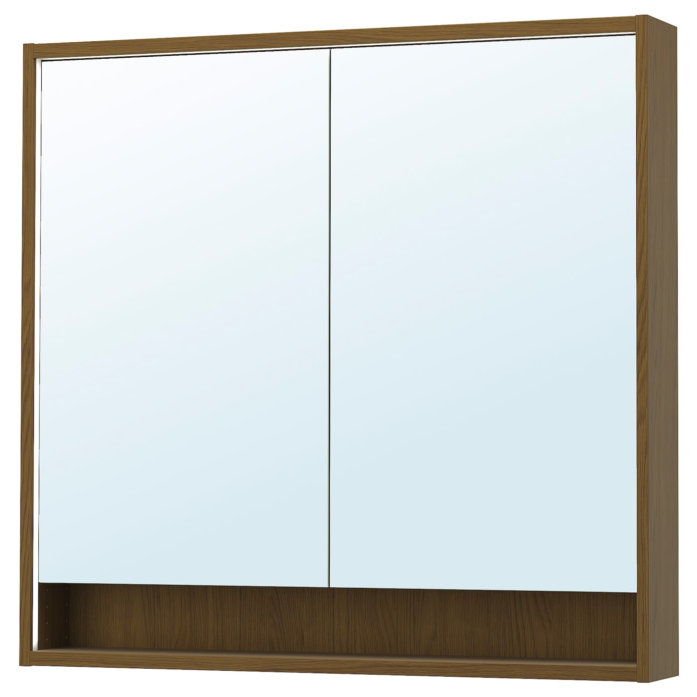 IKEA FAXÄLVEN szafka z lustrem z wbud oświetl, brązowy imit. dębu, 100x15x95 cm