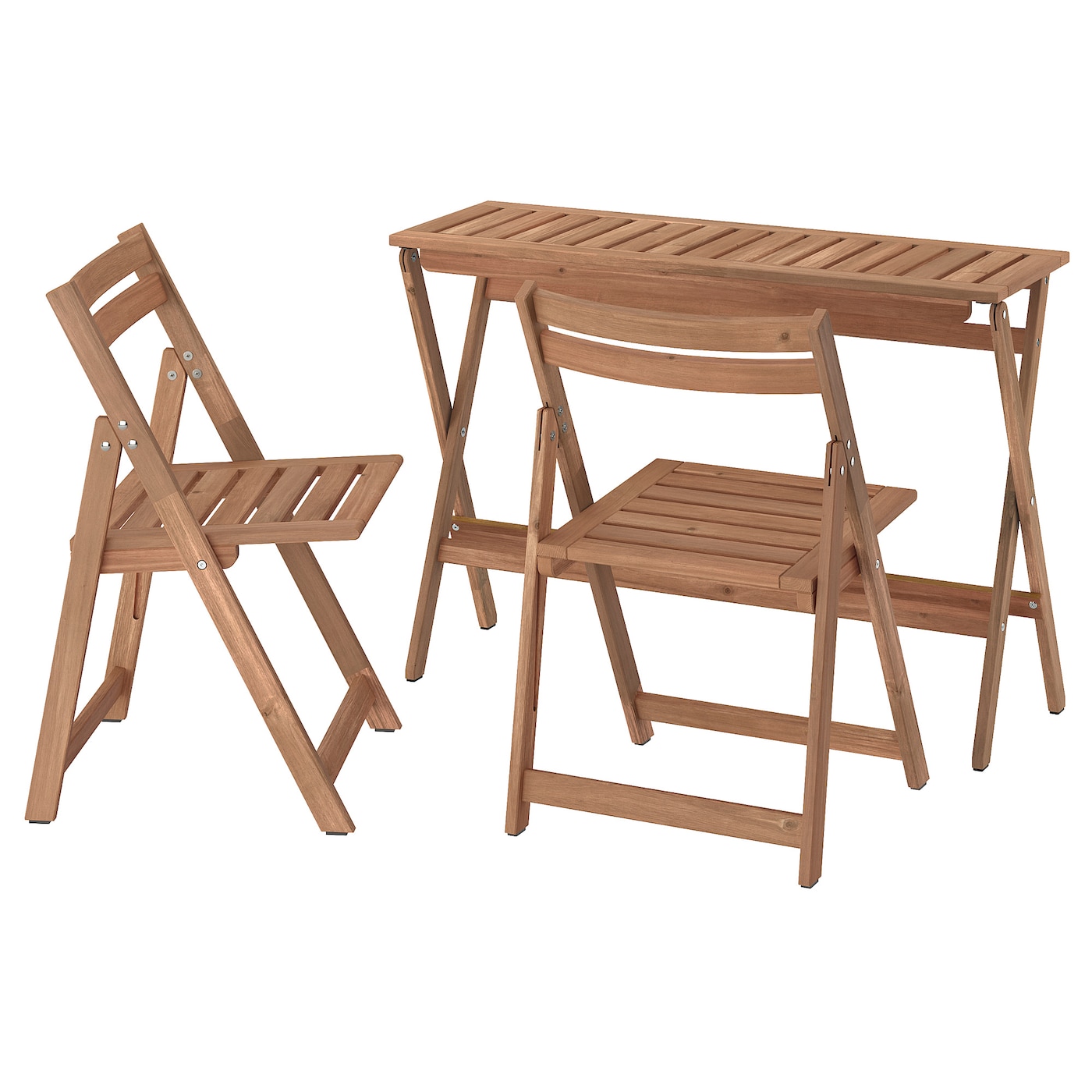 IKEA NÄMMARÖ stół ogrodowy i 2 składane krzesła, składany bejca jasnobrązowa, 108x37 cm