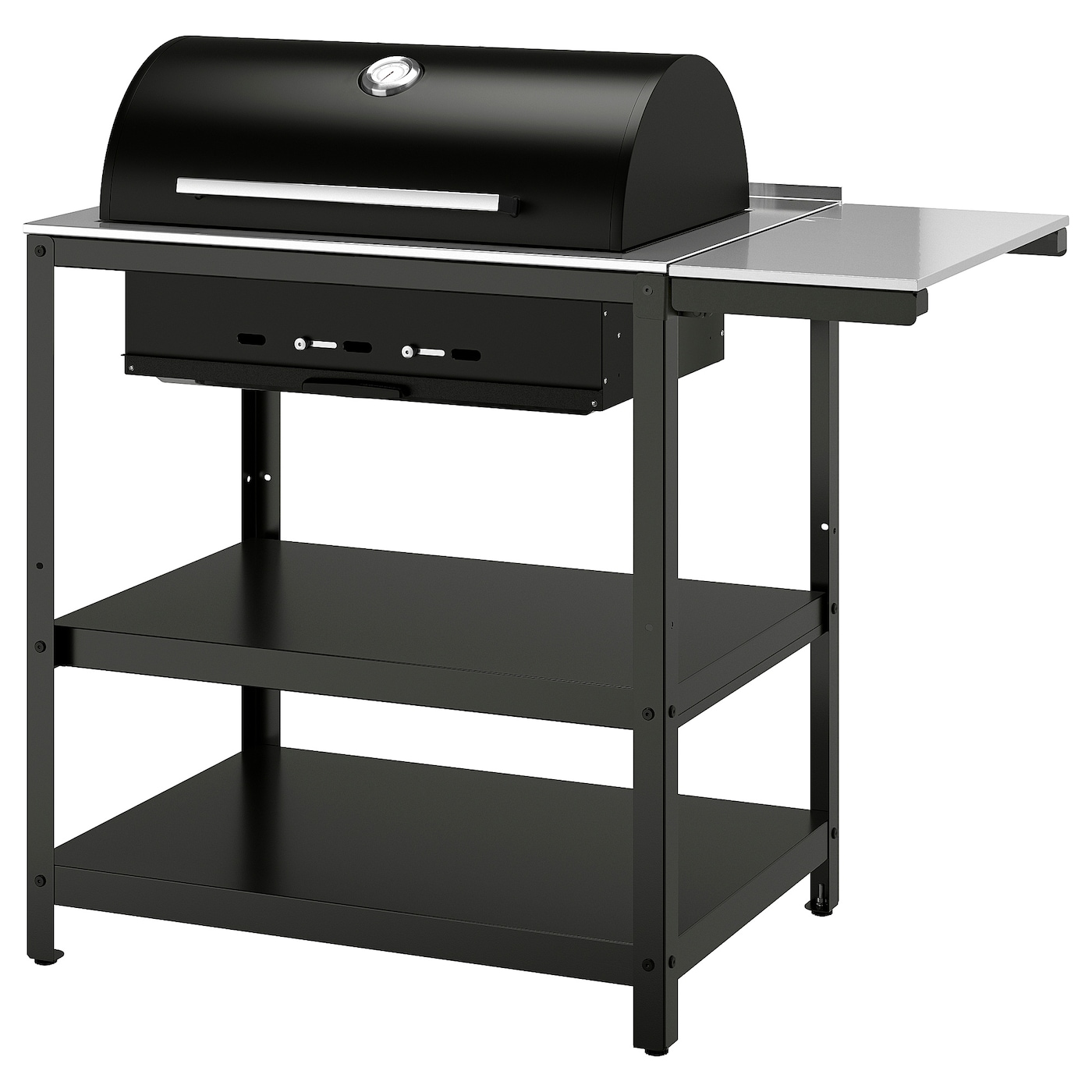 IKEA GRILLSKÄR grill na węgiel drzew stolik, stal nierdz/zewnętrzne, 93/116x61 cm