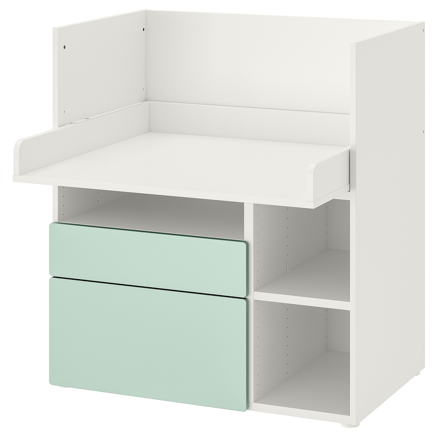 IKEA SMÅSTAD biurko, biały jasnozielony/z 2 szufladami, 90x79x100 cm