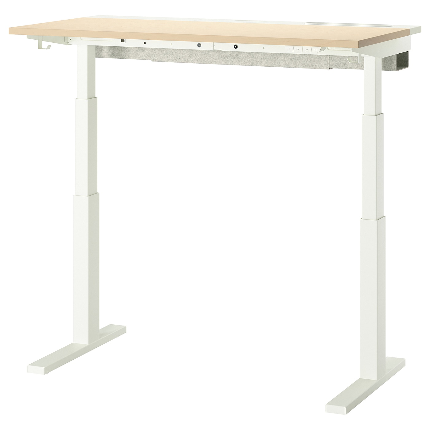 IKEA MITTZON biurko z regulacją wysokości, elektryczny okl brzoz/biały, 120x60 cm