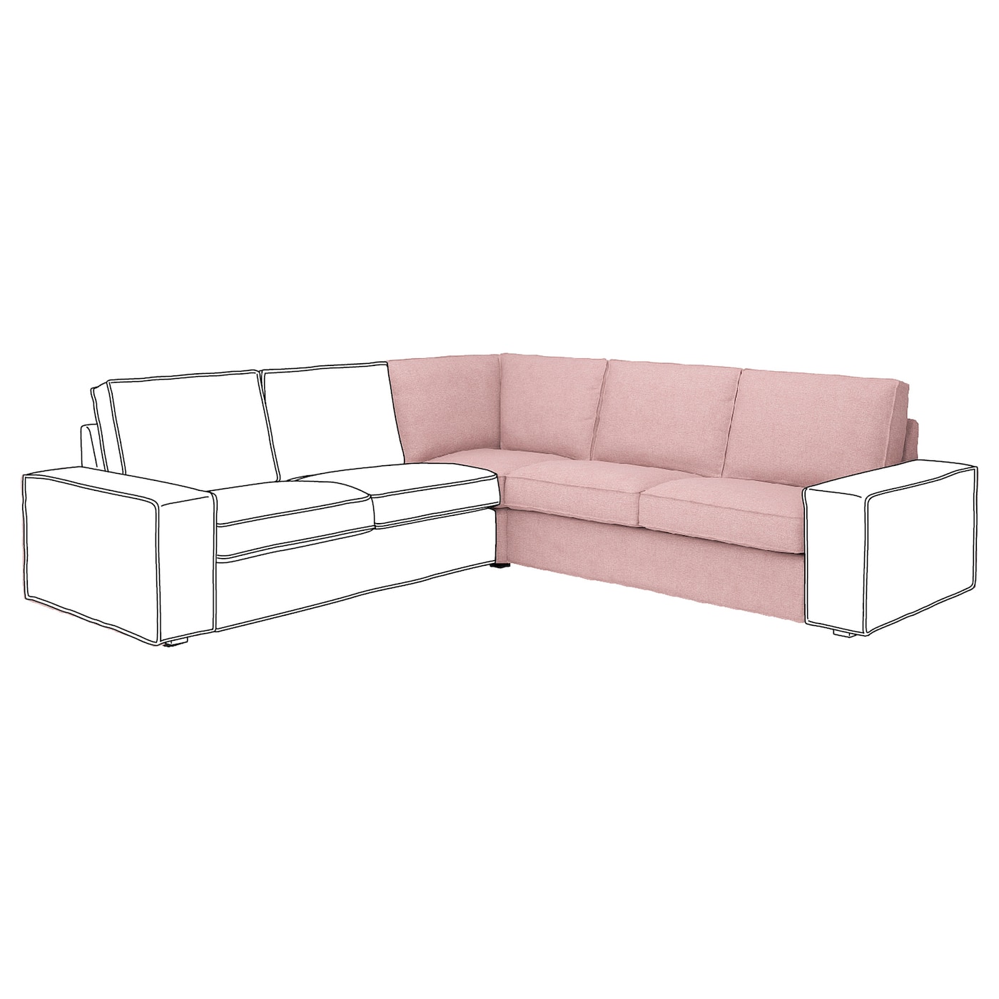 IKEA KIVIK sekcja narożna, Gunnared jasny różowy, Szerokość: 234 cm