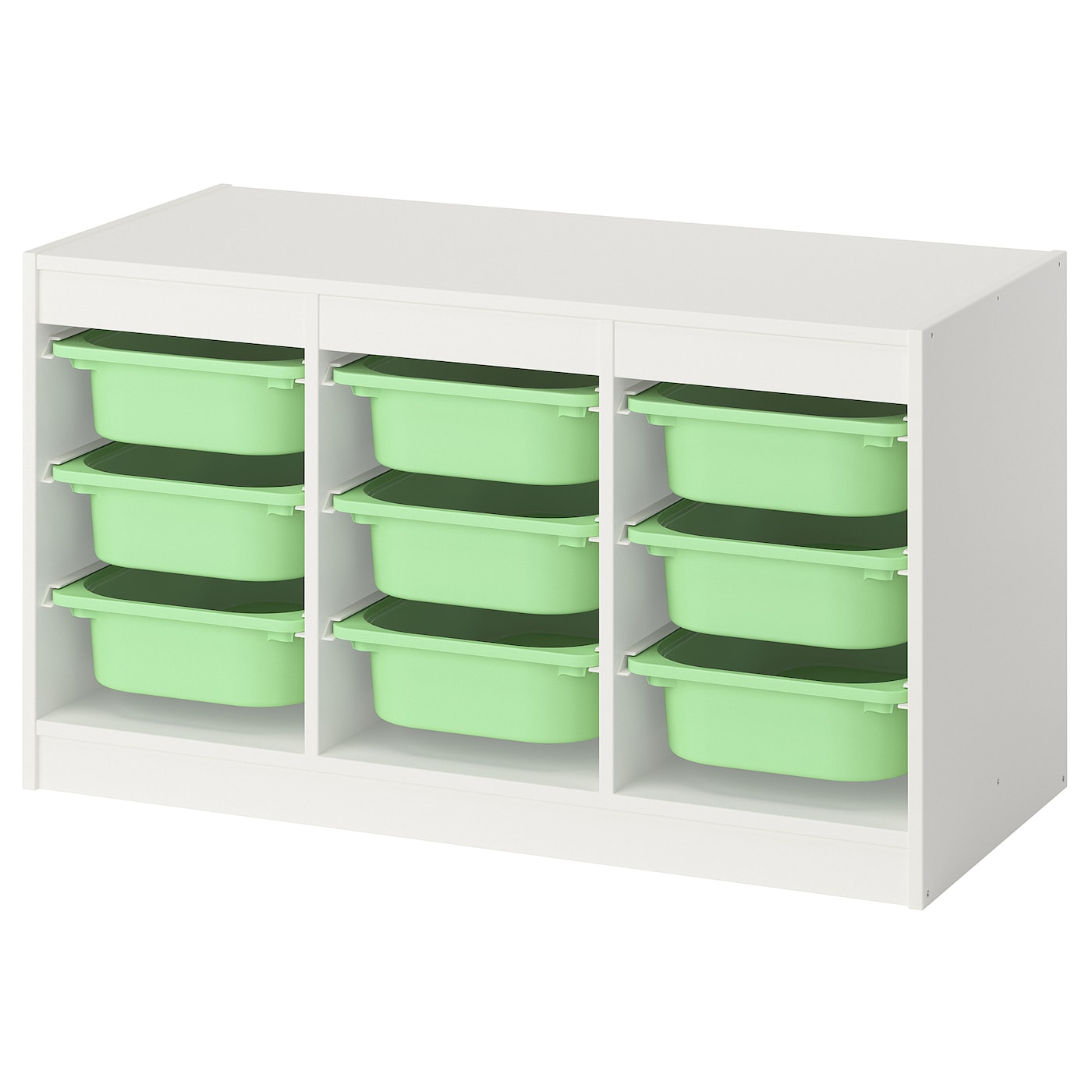 IKEA TROFAST regał z pojemnikami, biały/jasnozielony, 99x44x56 cm