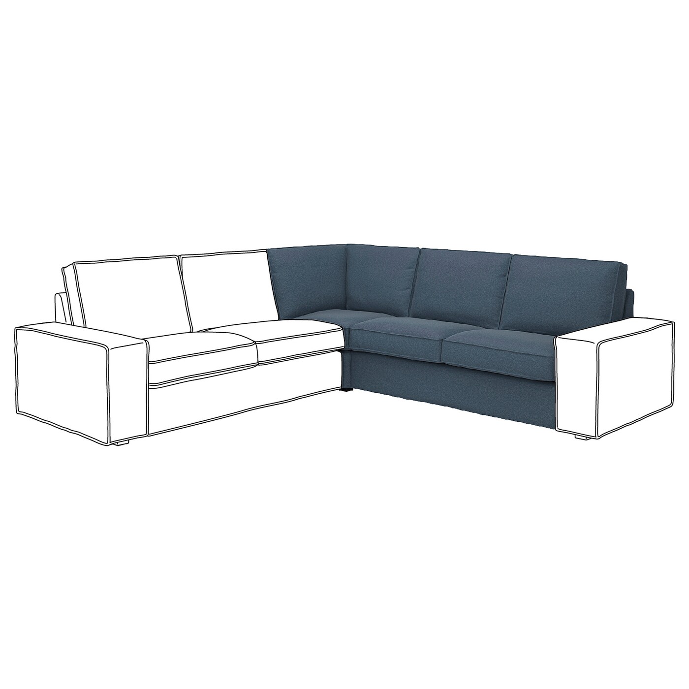 IKEA KIVIK sekcja narożna, Gunnared niebieski, Szerokość: 234 cm