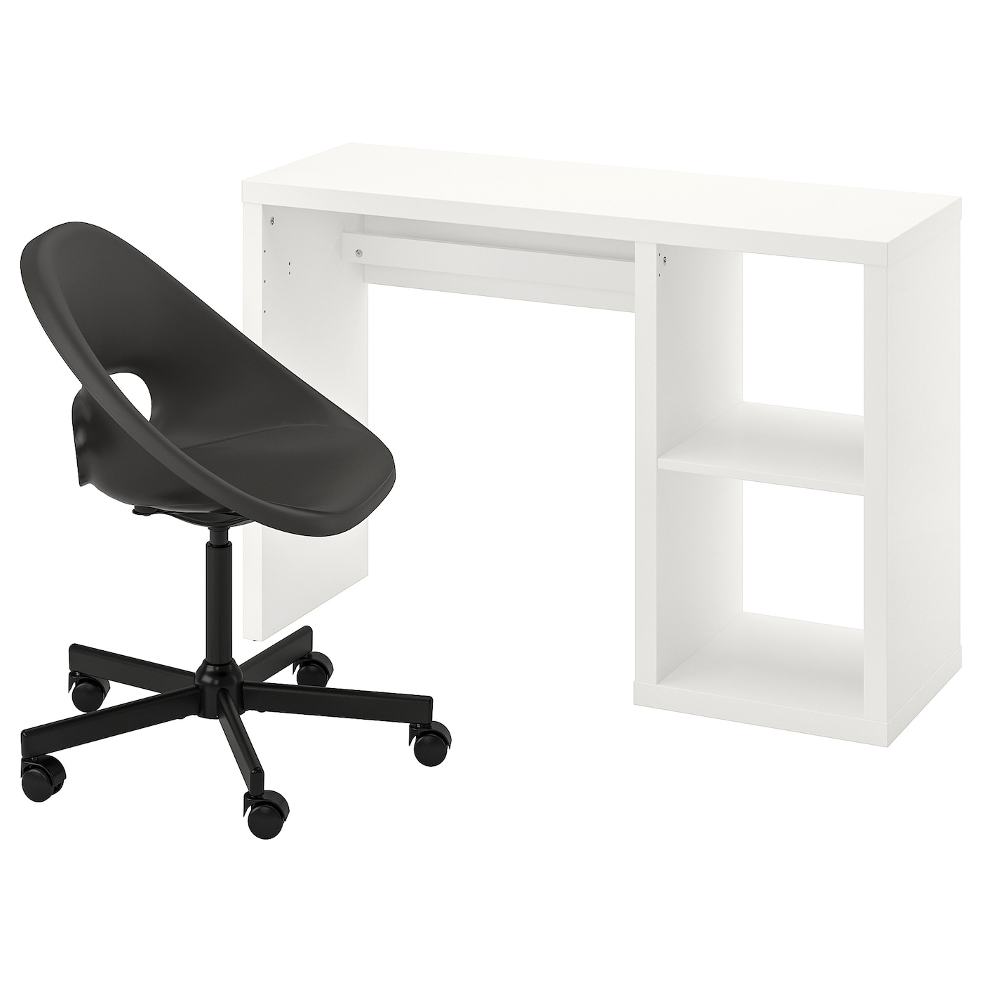 IKEA KALLAX / ELDBERGET biurko i krzesło, biały/ciemnoszary czarny