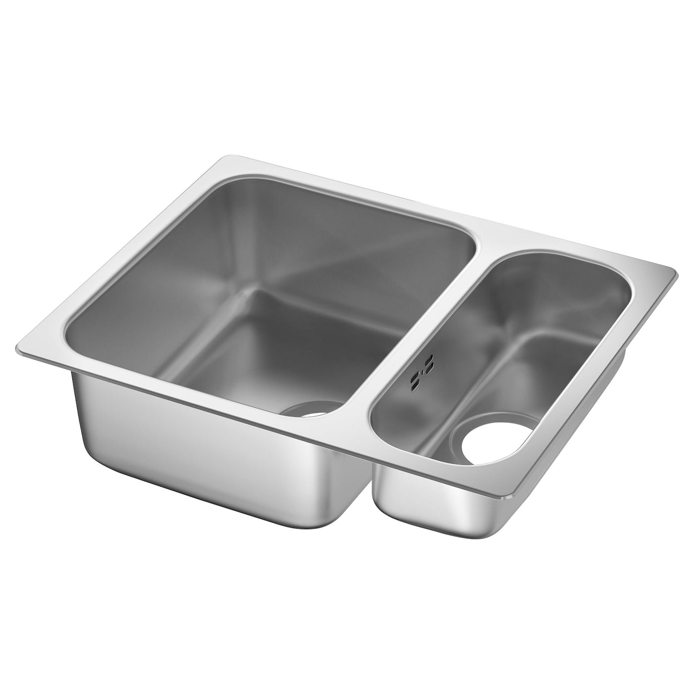 IKEA HILLESJÖN zlew 1,5-komorowy, wtopiony, stal nierdz, 58x46 cm